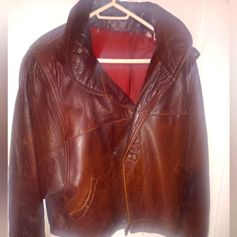 Men's heavy leather coat